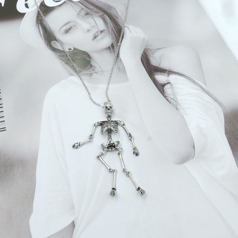 Wholesale Gothic Skeleton Skeleton Pendant Mesh Skirt Alloy Necklace